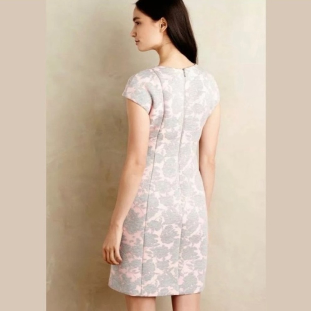 Anthropologie Pink and Gray Floral Dress - Picture 2 of 6